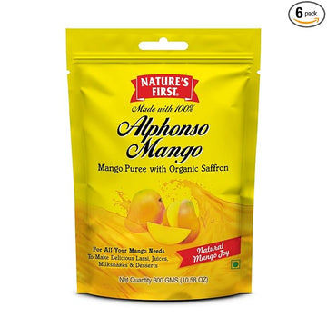 Alphonso Mango Pulp 300 gms Pouch- With Saffron and Added Sugar